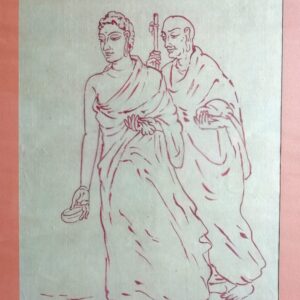 Art-3 The Budhdha and Ananda silk painting